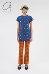 YANYAN KNITS 24 Autumn and Winter Short Sleeve Dress YYK-YYW24-0022-LAN Blue